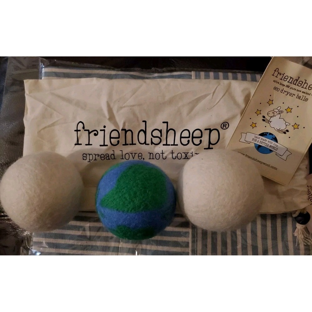 FRIENDSHEEP Wool Eco Dryer Balls Set of 3 Chemical Free, Organic. NIP